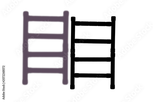 Black ladder with a blurred purple shadow effect on a transparent background