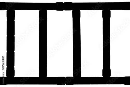 Black prison bars forming a graphic barrier, symbolizing detention and restriction, on a transparent background