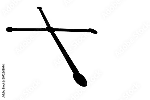 Black helicopter rotor blades spinning in a dynamic abstract illustration with a transparent background