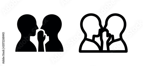 Slika na platnu Sharing a Secret Icon: Two Silhouettes Whispering