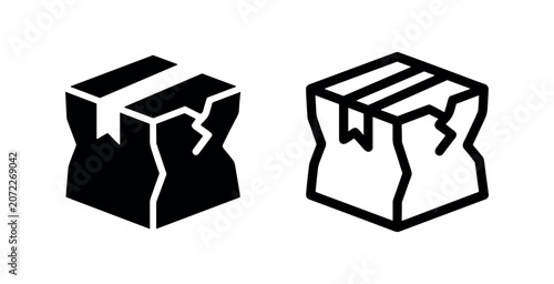Tableau sur toile Damaged Package or Broken Box Icon Set