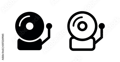 Canvas Print School bell or alarm bell icon set in glyph and outline styles, isolated on white