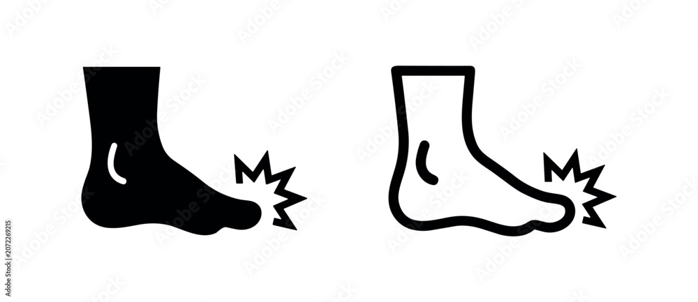 Fototapeta premium Foot Pain Icon - Injury, Sprain, or Medical Condition Symbol
