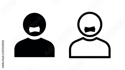 Obraz na płótnie Censored mouth icon, a person with tape over their mouth symbolizing silence, censorship, or inability to speak
