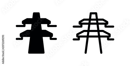 Cuadro en lienzo Electricity pylon or transmission tower icon, symbolizing power lines and energy