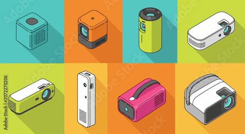 Fotografija Collection of flat design USB flash drives and SSDs