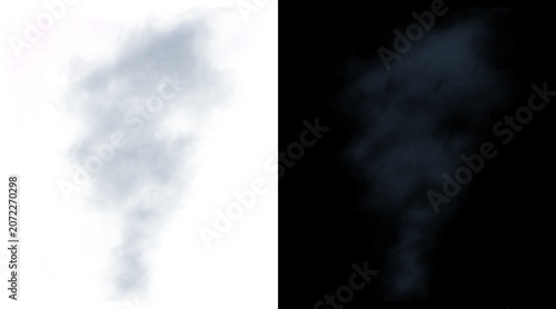 Schilderij op canvas Atmospheric white smoke plume on black and white backgrounds, ethereal wispy ste