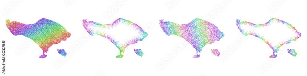Fototapeta premium Rainbow sketch Bali map design set