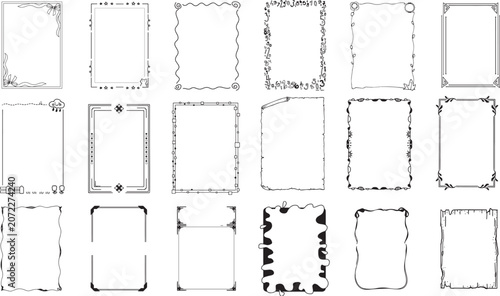 A collection of various hand drawn vector note frames and decorative banners