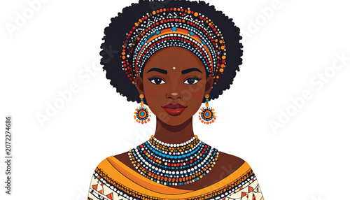 African woman with colorful beads.