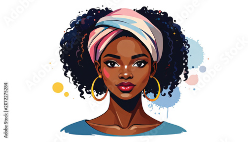 African American woman with head wrap.