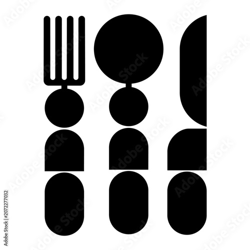 Kitchen Utensils Silhouette Set. Fork, knife, spoon