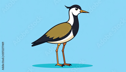 Cartoon bird with brown wings standing.