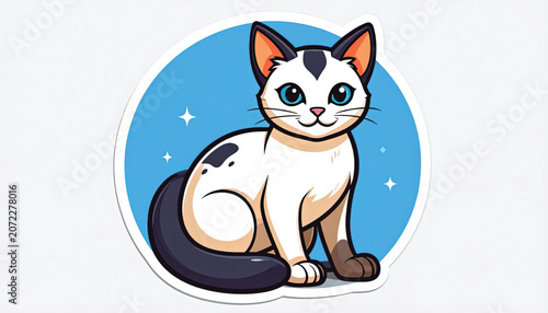 Cartoon Cat Sitting on Floor.