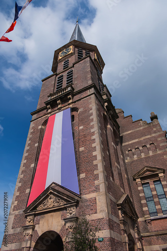 On Kerkplein stands the Grote Kerk (Great Church), a listed building, which was built between 1881 and 1883 to a design by the architect Constantijn Muysken. Hoorn, the Netherlands.