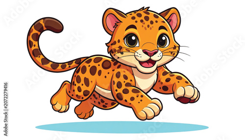 Cartoon Leopard Cub Playful Animal.