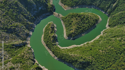 Curved meanders in canyon of Uvac river Serbia