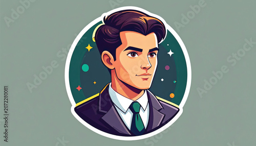 Cartoon man with brown hair portrait.