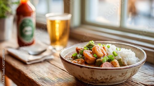 Louisiana Seafood Gumbo with Shrimp Okra and White Rice