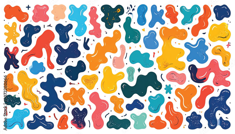 Fototapeta premium Colorful abstract shapes on white.