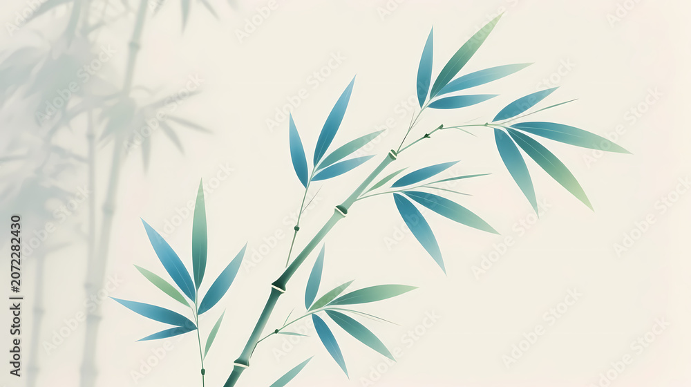 Fototapeta premium Elegant bamboo in soft blue-green tones