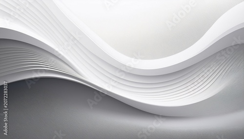 Minimal White Background With Smooth Curve Wave Flowing Across Full Width And Soft Layered Organic Shadow For Elegant Modern Design