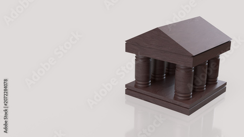 Wooden Classical Bank Building Finance Concept 3d render.