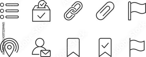 Quadro em tela Set of various icons including location user mail ribbon