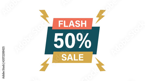 Vector illustration of a flash sale banner with 50 percent discount