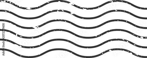 Cuadro en lienzo Distressed horizontal wavy lines pattern, retro mail post cancellation mark desi