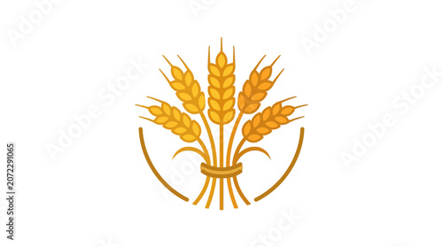 Golden Wheat Ears Grain Harvest Agricultural Symbol Vector Illustration