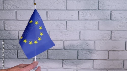 European union and moldova flags. National flags of the european union and moldova symbolizing the concept of international relations, political dialogue, and cooperation between the two entities