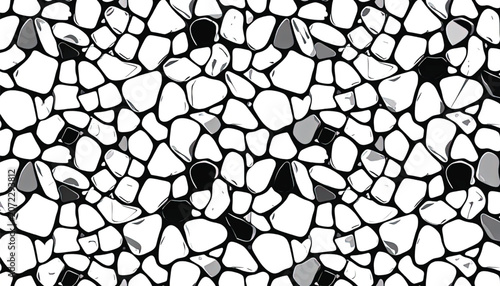 Black and white mosaic stone pattern.