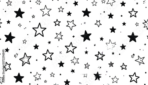 Black Stars on White Background.
