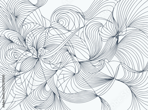 Abstract Organic Line Art Drawing: Swirling Forms and Organic Shapes