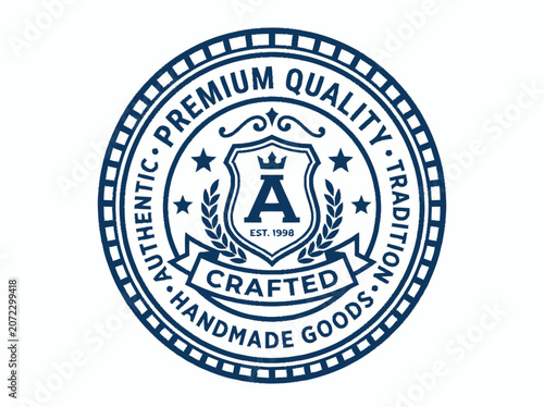 Vintage Stamp Emblem: Authentic Premium Quality Crafted Handmade Goods Est. 1936