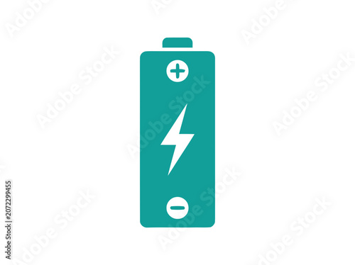 Turquoise Battery Icon with Lightning Bolt Symbol, Clean Energy Concept