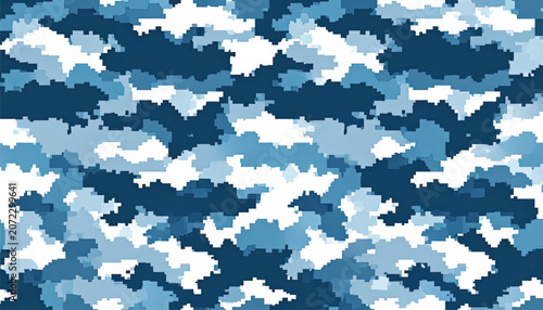 Blue and white camouflage pattern.