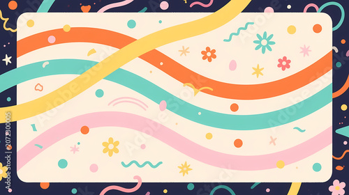 Colorful waves on a starry blue background