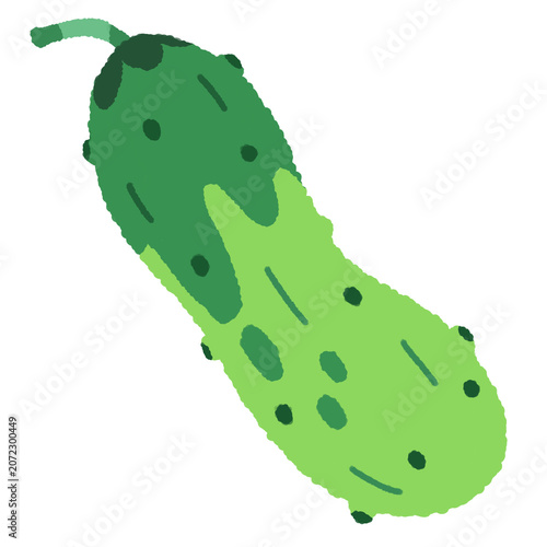 Canvas Print Cucumber flat illustration, Asian cucumber cucumis sativus short stubby vegetabl