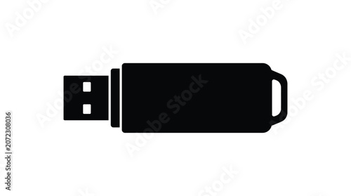 Obraz na płótnie Usb Flash Drive Silhouette Flat Black Icon On White Background