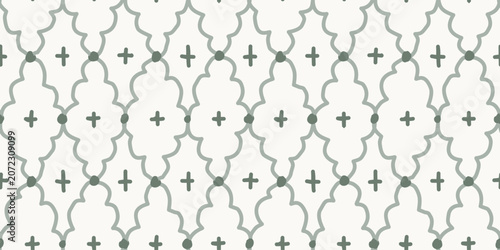 Obraz na płótnie Seamless minimalist Moroccan trellis tile pattern with hand drawn grey lines on