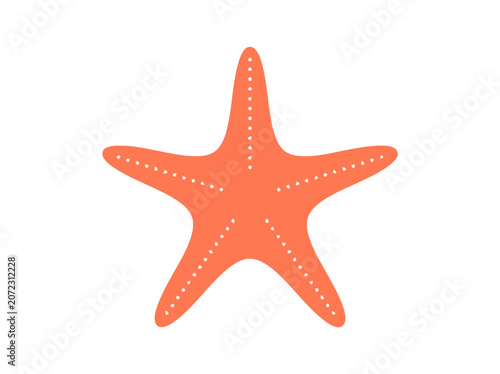 Orange Starfish with White Dots on White Background