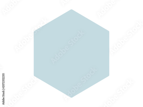 Pale Blue Hexagon Shape Isolated on White Background, Geometric Element, Minimalist Design