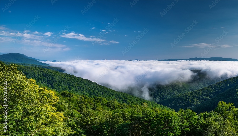 Obraz premium Low Clouds In The Appalachian Mountains West Virginia