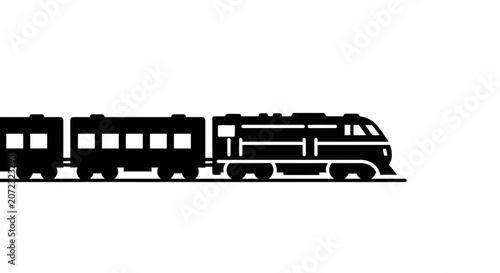 Modern Train Silhouette Icon on White Background