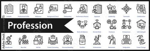 Photos Profession web icon set and collection