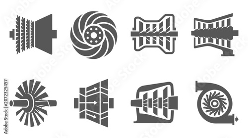 Quadro su tela Turbine impeller and cooling fan icons