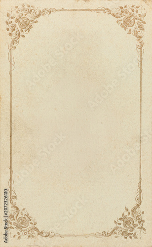 Obraz na plátně Vintage Victorian border frame on old paper texture background