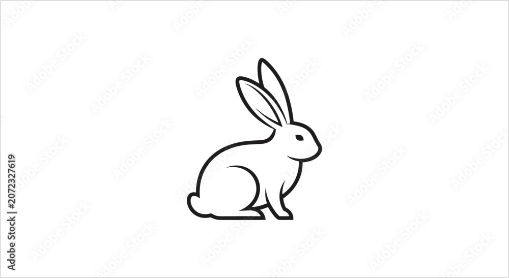 Obraz premium Simple Line Art Illustration of a Cute Rabbit.